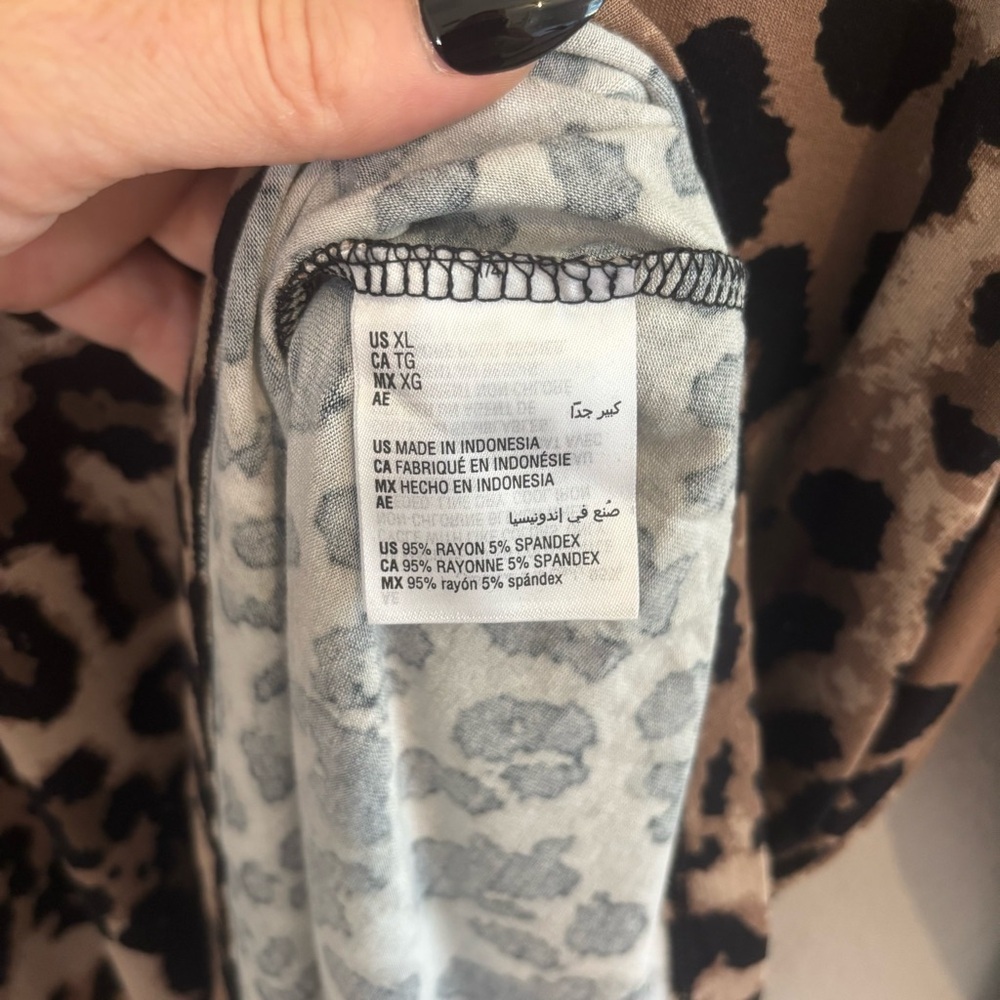 JM Collection Leopard Print Stretch Knit 3/4 Sleeve Tunic Top Size XL - Picture 6 of 11